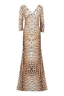 Макси-платье с леопардовым принтом Roberto Cavalli
