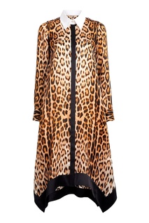 Коричневое платье с леопардовым принтом Roberto Cavalli