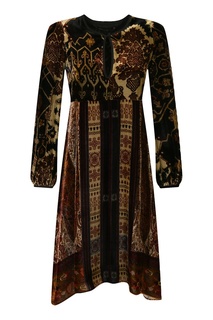 Бархатистое асимметричное платье с узорами Etro