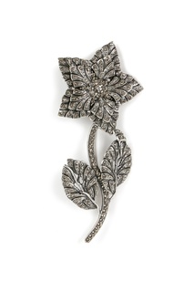 Серебристая брошь-цветок с кристаллами Etro