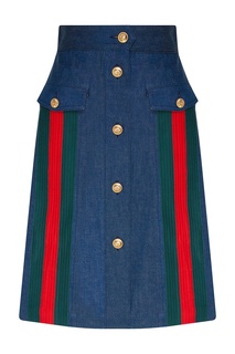 Джинсовая юбка с лентой Web Gucci