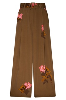 Брюки оттенка хаки с узорами Dries Van Noten