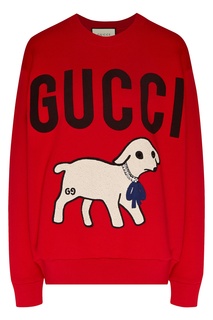 Красный свитшот с ягненком Gucci