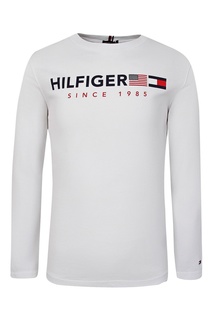 Белый лонгслив с красно-черным декором Tommy Hilfiger Kids