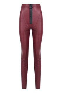 Бордовые брюки из кожи Off White