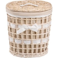 Корзина бельевая Natural House овальная Бантик, Д390 Ш270 В450, молочный