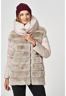 Комбинированная шуба из меха кролика Virtuale Fur Collection