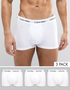 Набор из 3 пар эластичных хлопковых боксеров-брифов с заниженной талией Calvin Klein-Белый