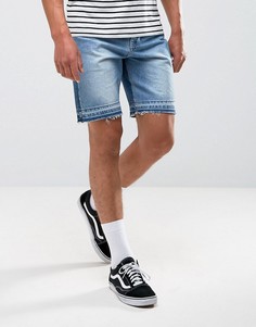 Синие джинсовые шорты слим со вставками ASOS-Синий