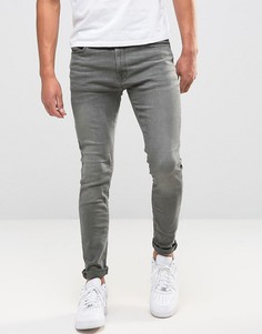 Серые выбеленные джинсы скинни Jack & Jones-Серый
