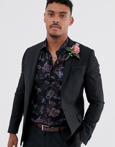 Черный облегающий пиджак из 100% шерсти ASOS DESIGN wedding
