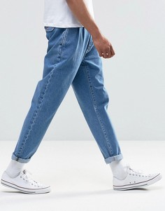 Светло-синие джинсы прямого кроя со складками ASOS DESIGN-Синий