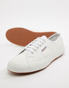 Белые кожаные классические кеды Superga 2750-Белый
