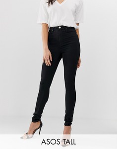 Черные джинсы скинни с завышенной талией ASOS DESIGN Tall Ridley-Черный