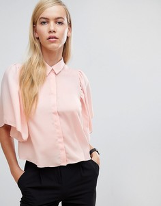 Укороченная блузка с расклешенными рукавами ASOS DESIGN-Розовый