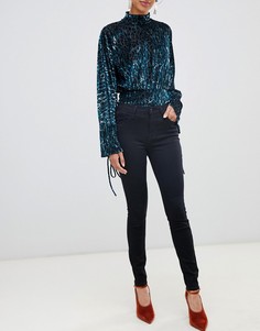 Черные джинсы скинни с классической талией River Island Amelie-Черный