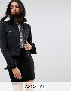 Выбеленная черная джинсовая куртка ASOS DESIGN Tall-Черный