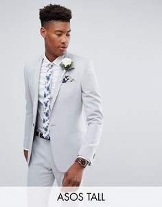 Пиджак скинни с принтом на подкладке ASOS TALL Wedding-Серый