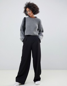 Широкие брюки с защипами ASOS DESIGN-Черный