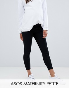 Черные джинсы с завышенной талией и посадкой под животом ASOS DESIGN Maternity Petite Ridley-Черный