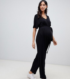 Комбинезон с поясом и рукавами-кимоно ASOS DESIGN Maternity-Черный