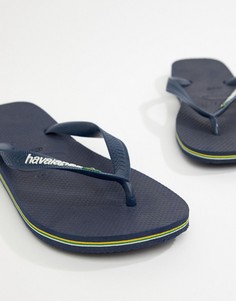 Темно-синие шлепанцы с логотипом Havaianas Brasil-Темно-синий