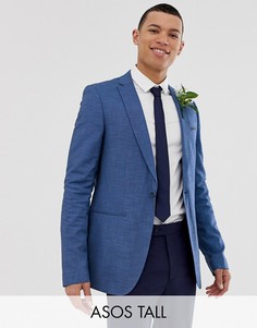 Синий пиджак узкого кроя из ткани с отливом ASOS TALL Wedding