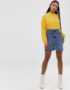 Синяя выбеленная джинсовая мини-юбка ASOS DESIGN-Синий