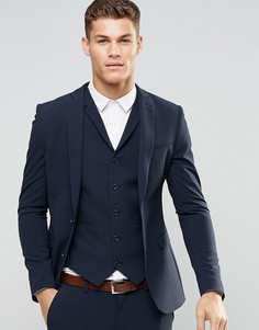 Супероблегающий темно-синий пиджак ASOS