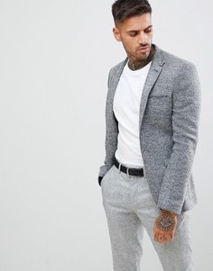Темно-серый приталенный фактурный блейзер ASOS DESIGN