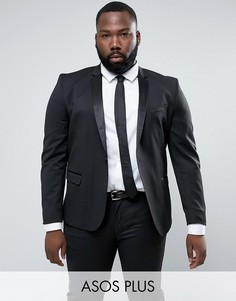 Черный пиджак-смокинг узкого кроя ASOS PLUS