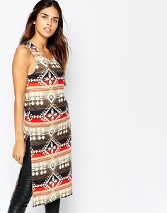 Платье миди с разрезами по бокам и ацтекским принтом Kiss The Sky-Мульти