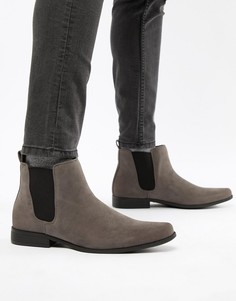 Серые ботинки челси из искусственной замши ASOS DESIGN-Серый