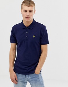 Поло из пике темно-синего цвета с логотипом Lyle & Scott-Темно-синий