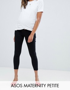 Черные джинсы скинни с завышенной талией и вставкой на поясе ASOS DESIGN Maternity Petite Ridley-Черный
