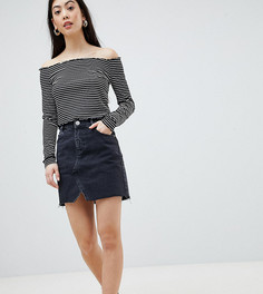 Черная выбеленная джинсовая мини‑юбка ASOS DESIGN Petite-Черный