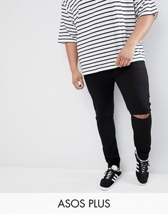 Джинсы скинни с рваной отделкой ASOS DESIGN Plus-Черный