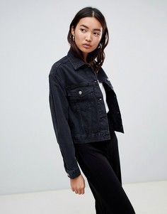 Черная выбеленная джинсовая куртка ASOS DESIGN-Черный