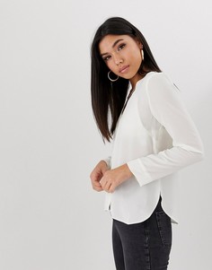 Блузка с длинными рукавами и V-образным вырезом ASOS DESIGN-Белый