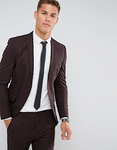 Бордовый приталенный пиджак в клетку Selected Homme-Красный