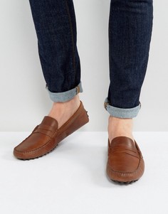 Коричневые кожаные мокасины ASOS-Коричневый