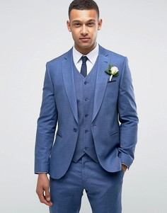 Синий облегающий пиджак ASOS WEDDING