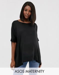 Оversize-футболка с V-образным вырезом на спине ASOS DESIGN Maternity-Черный