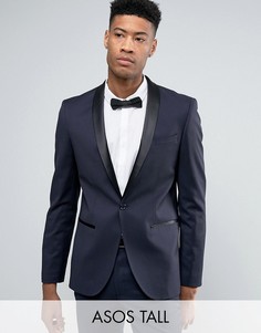 Темно-синий облегающий пиджак-смокинг ASOS DESIGN Tall