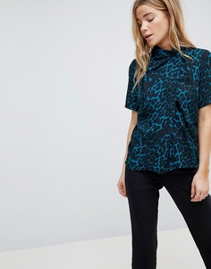Топ с высоким воротом и леопардовым принтом ASOS-Мульти