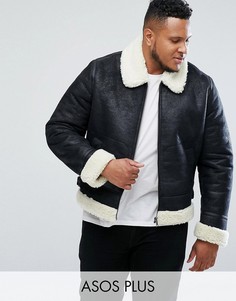 Черная куртка из искусственной цигейки ASOS PLUS-Черный