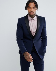 Темно-синий супероблегающий пиджак-смокинг ASOS DESIGN
