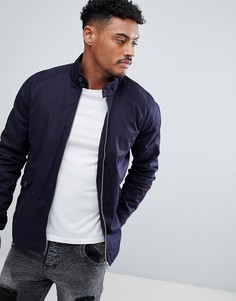 Темно-синяя куртка Харрингтон с воротником-трубой ASOS DESIGN-Темно-синий