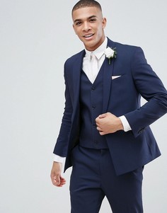 Темно-синий облегающий пиджак с ровным низом ASOS Wedding