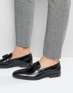 Черные кожаные лоферы‑броги с кисточками ASOS-Черный